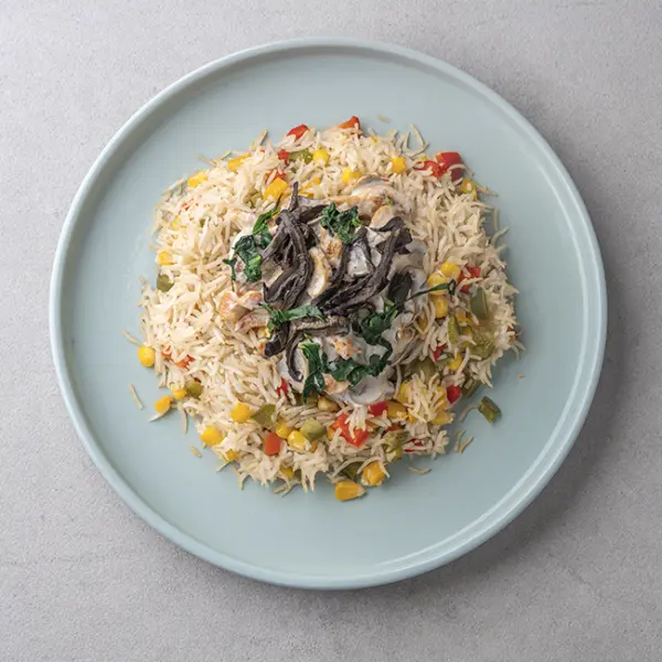 Cheesy Chicken & Wild Mushroom Florentine with Rice